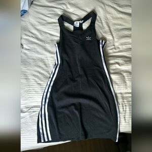 Adidas Black Racerback Dress with White Stripes